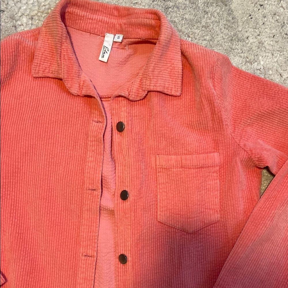 Elan Pink Corduroy Shacket - Picture 4 of 10
